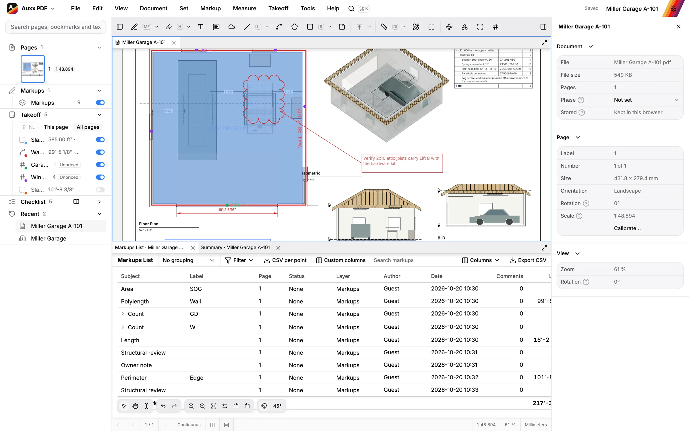 A PDF drawing with clouds, callouts and comments